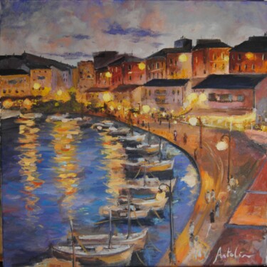 Painting titled "cala Fonts-Menorca" by Carlos Antolin, Original Artwork, Oil