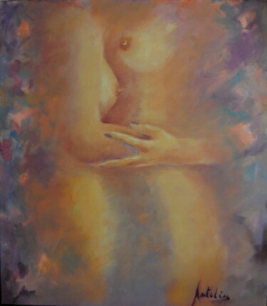 Painting titled "Gardenia (amor secr…" by Carlos Antolin, Original Artwork, Oil