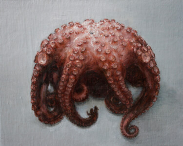 Painting titled "Octopus" by Carlos Asensio, Original Artwork, Oil Mounted on Wood Panel
