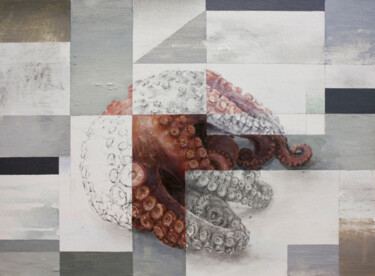 Painting titled "Octopus II" by Carlos Asensio, Original Artwork, Oil Mounted on Aluminium