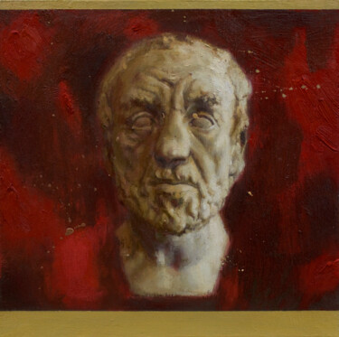 Schilderij getiteld "Broken nose man" door Carlos Asensio, Origineel Kunstwerk, Olie Gemonteerd op Frame voor houten brancard