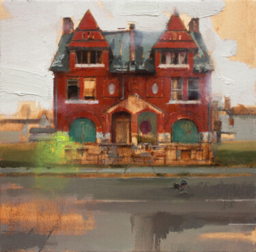 Painting titled "Abandoned house III" by Carlos Asensio, Original Artwork, Oil Mounted on Wood Stretcher frame