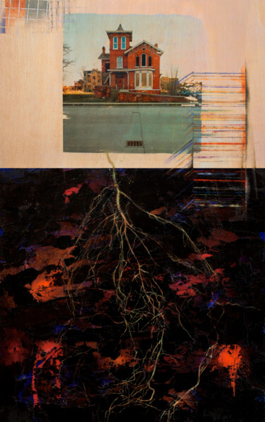 Painting titled "Forgotten roots XIV" by Carlos Asensio, Original Artwork, Oil Mounted on Wood Stretcher frame