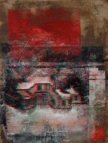 Malarstwo zatytułowany „Glitch houses II” autorstwa Carlos Asensio, Oryginalna praca, Akryl