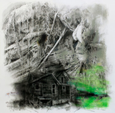 Рисунок под названием "Inhospitable place" - Carlos Asensio, Подлинное произведение искусства, Древесный уголь Установлен на…