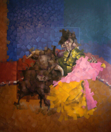 Painting titled "Corrida" by Carlos Blanco Artero, Original Artwork, Oil