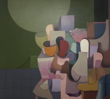 Pittura intitolato "Green Room" da Carlos Blanco Artero, Opera d'arte originale, Olio