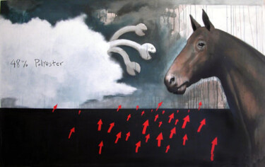 Painting titled "Cheval indifferent…" by Carlos David, Original Artwork, Oil