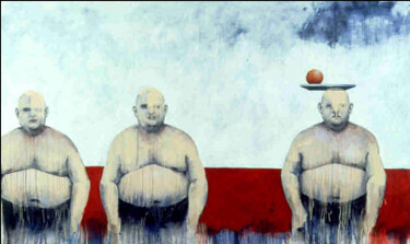 Malerei mit dem Titel "Le Pere, le fils et…" von Carlos David, Original-Kunstwerk, Acryl