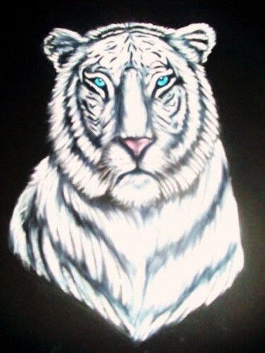 Pintura intitulada "tigre branco" por Carlos Eduardo Maciel Silva, Obras de arte originais