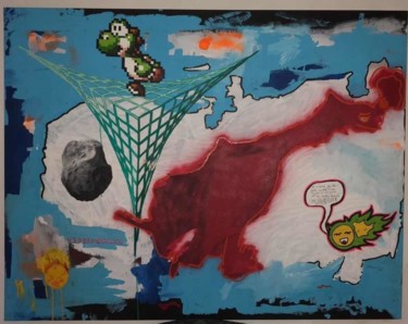 Peinture intitulée "Chicxulub Asteroid" par Carlos Gonzalez, Œuvre d'art originale, Huile Monté sur Châssis en bois