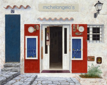 Schilderij getiteld "Ibiza red door" door Carlos María Ferreira Soto, Origineel Kunstwerk, Olie