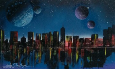 Pintura intitulada "Galáxia city" por Carlos Marley Carlos Deuzilayne, Obras de arte originais