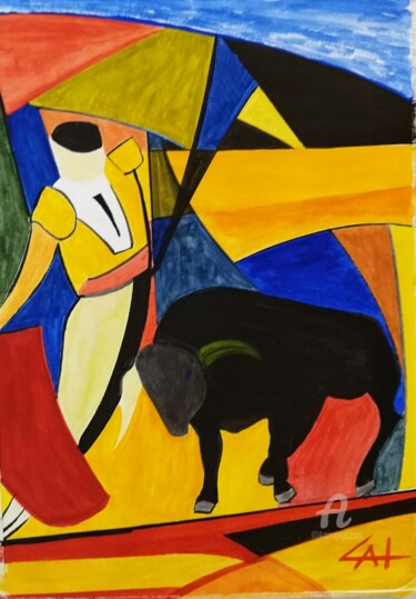 Pintura titulada "Toro.jpg" por Carlos Montserrat, Obra de arte original, Acuarela