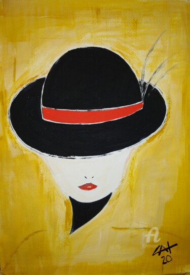 Painting titled "Hat" by Carlos Montserrat, Original Artwork, Acrylic