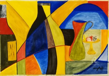 Malerei mit dem Titel "Wine" von Carlos Montserrat, Original-Kunstwerk, Aquarell