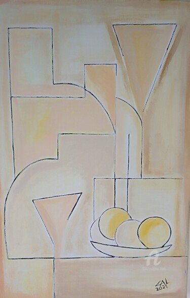 Painting titled "Cubic II" by Carlos Montserrat, Original Artwork, Acrylic