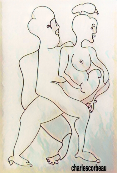 Desenho intitulada "Saint Valentin" por Carlos Ospina, Obras de arte originais, Tinta