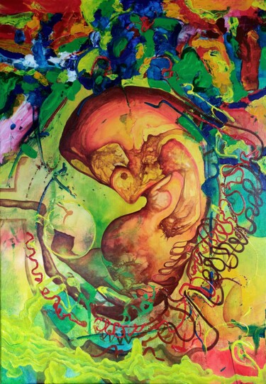 Peinture intitulée "The gestation of a…" par Carlos Paredes Colin, Œuvre d'art originale, Acrylique