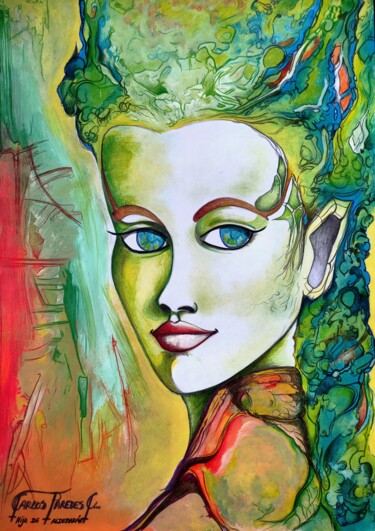 Malerei mit dem Titel "Maria Orsic Daughte…" von Carlos Paredes Colin, Original-Kunstwerk, Acryl