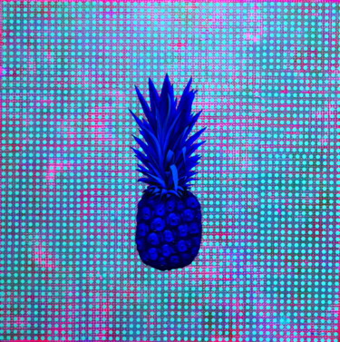 Peinture intitulée "Ananas bleu" par Carlos Pequito, Œuvre d'art originale, Acrylique Monté sur Châssis en bois