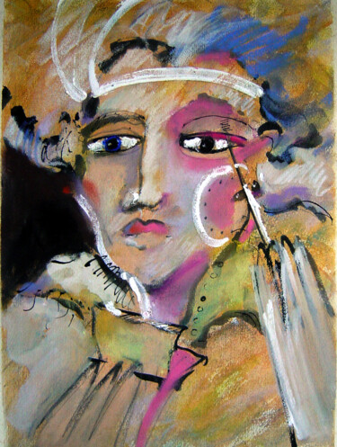 Dibujo titulada "Maquillage" por Carlos Yasoshima, Obra de arte original, Pastel