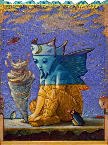 "- MY LITTLE TORNADO…" başlıklı Tablo Carlo Salomoni tarafından, Orijinal sanat, Akrilik Ahşap panel üzerine monte edilmiş