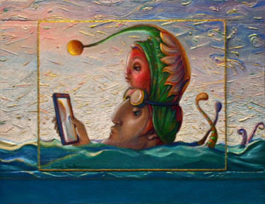 Peinture intitulée "- SELFIE WITH THE F…" par Carlo Salomoni, Œuvre d'art originale, Acrylique Monté sur Panneau de bois
