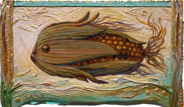 Pintura titulada "- THE SWEET CORN FI…" por Carlo Salomoni, Obra de arte original, Acrílico Montado en Panel de madera