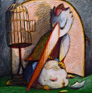 Pintura titulada "- THE OPEN CAGE -" por Carlo Salomoni, Obra de arte original, Acrílico Montado en Otro panel rígido