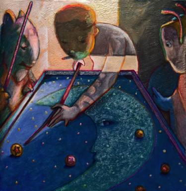 Peinture intitulée "- BETWEEN BILLIARDS…" par Carlo Salomoni, Œuvre d'art originale, Acrylique Monté sur Autre panneau rigide