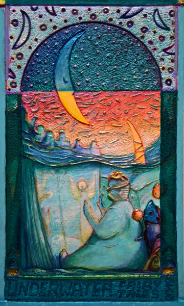 Painting titled "UNDER WATER FAIRY T…" by Carlo Salomoni, Original Artwork, Acrylic Mounted on Wood Panel