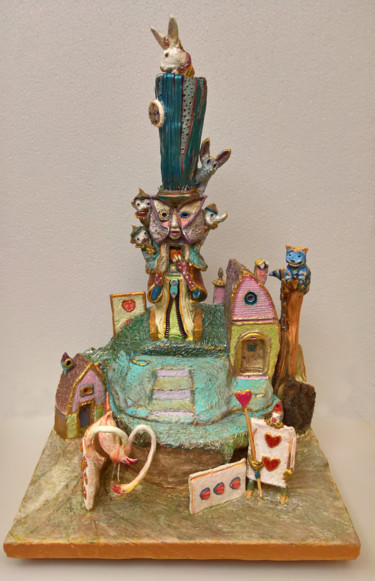 Sculpture titled "THE MAD HATTER" by Carlo Salomoni, Original Artwork, Polymer clay