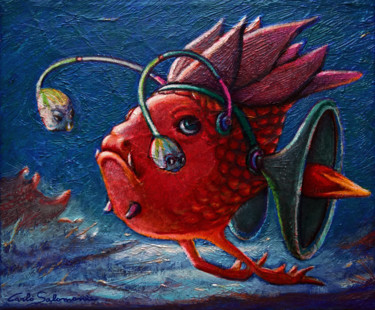 Malarstwo zatytułowany „DJ FISH” autorstwa Carlo Salomoni, Oryginalna praca, Akryl