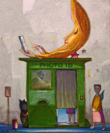 Painting titled "PHOTO ID WITH THE M…" by Carlo Salomoni, Original Artwork, Acrylic Mounted on Other rigid panel
