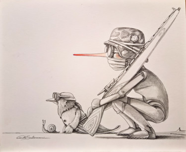 Drawing titled "PINOCCHIO AND THE W…" by Carlo Salomoni, Original Artwork, Pencil