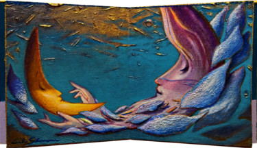 Scultura intitolato "THE LITTLE MOON" da Carlo Salomoni, Opera d'arte originale, Acrilico Montato su Altro pannello rigido