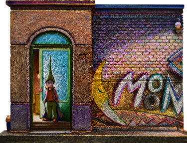 Escultura titulada "THE DOOR TO THE MOON" por Carlo Salomoni, Obra de arte original, Acrílico Montado en Otro panel rígido