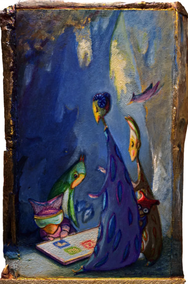 Pittura intitolato "THE FIND IN THE WOOD" da Carlo Salomoni, Opera d'arte originale, Acrilico Montato su Altro pannello rigi…