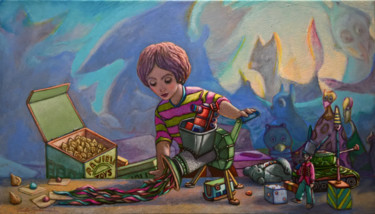 Peinture intitulée "RAVIOLI TOYS" par Carlo Salomoni, Œuvre d'art originale, Acrylique Monté sur Autre panneau rigide