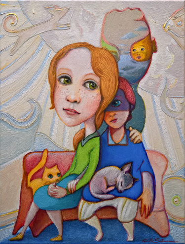 Картина под названием "FAMILY PORTRAIT" - Carlo Salomoni, Подлинное произведение искусства, Акрил
