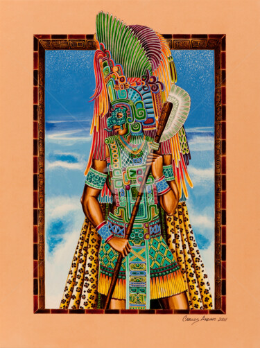 Dibujo titulada "Chaac. Dios de la l…" por Carlos Andino, Obra de arte original, Otro