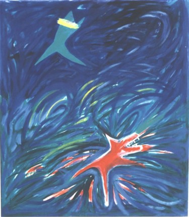 Pintura titulada "el perro y el pez" por Carlos Ardohain, Obra de arte original