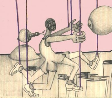 Dibujo titulada "Freud debe comer" por Carlos Ardohain, Obra de arte original