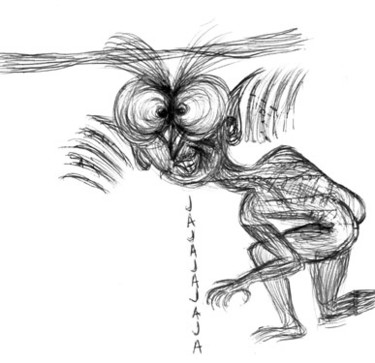 Dibujo titulada "demonio menor" por Carlos Ardohain, Obra de arte original