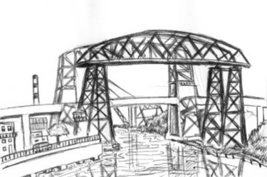 Dibujo titulada "puente de la boca" por Carlos Ardohain, Obra de arte original