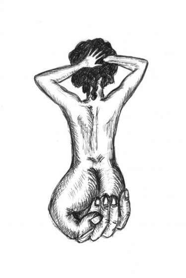 Dibujo titulada "mujer puño" por Carlos Ardohain, Obra de arte original