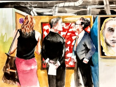 Painting titled "Les snobs 7" by Decastro, Original Artwork, Watercolor