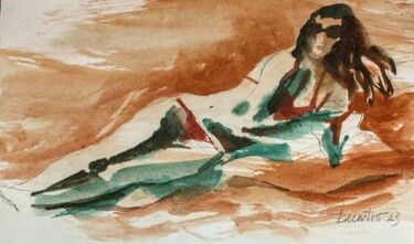 Painting titled "Splendeur sur la pl…" by Decastro, Original Artwork, Watercolor