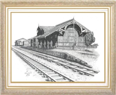 Desenho intitulada ""ESTAÇÃO FÉRREA DE…" por Carlos Fonttes, Obras de arte originais